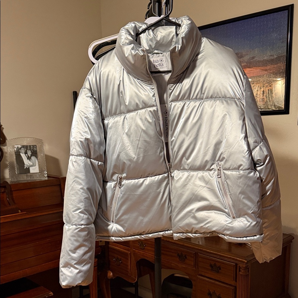 Stylish Silver Puffer Jacket